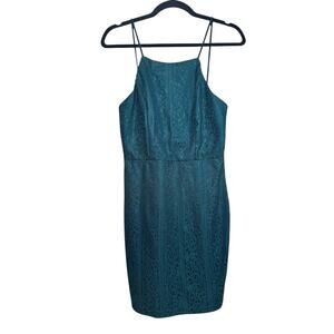 Windsor Dark Teal Lace Overlay Low Back Mini Dress Medium Party Cocktail Evening